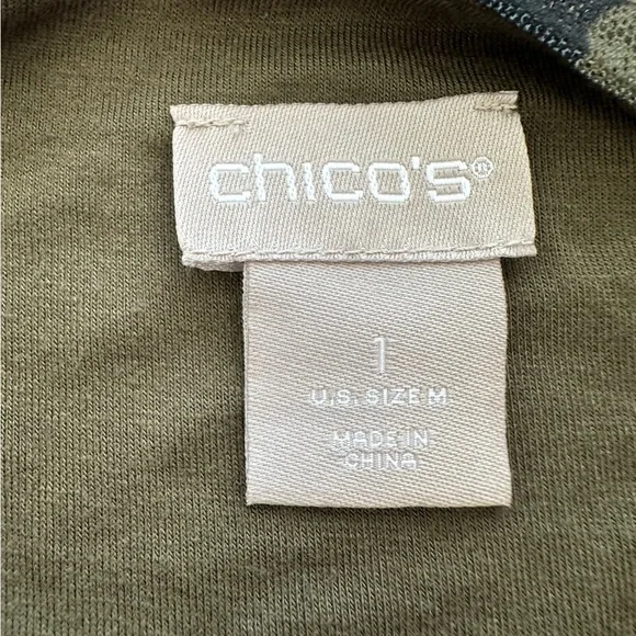 Chico’s Tank Top 1 M Floral Camo Print Stretch Layering Tank Fall Neutrals - Picture 5 of 7